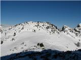 Še pred Debelo pečjo je še vrh Okroglež-1965m- pot poteka pod njim.